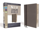 NIV, Thinline Reference Bible, Imitation Leather, Gray, Red Letter Edition, Comfort Print by Zondervan